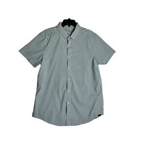 Barbell Short Sleeve Stripe Button Down Shirt Mens XL (Slim)